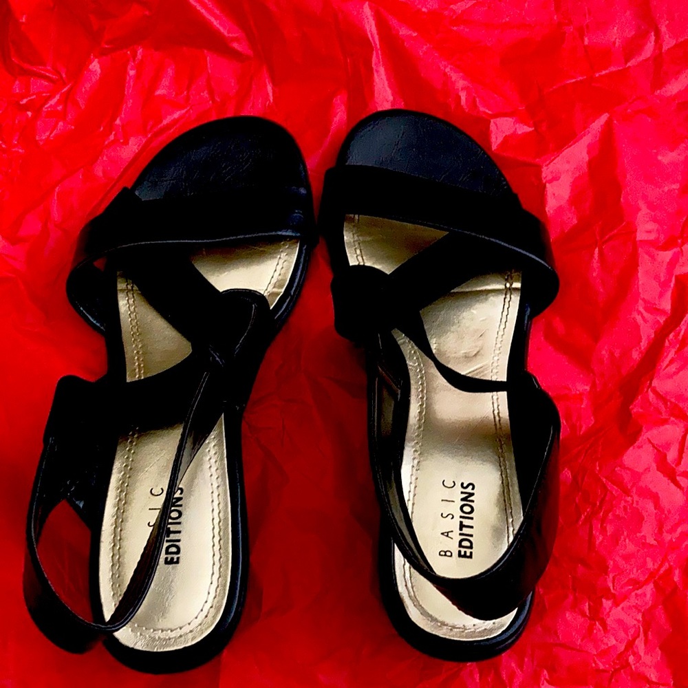 Basic Editions  Black Straps Shoes